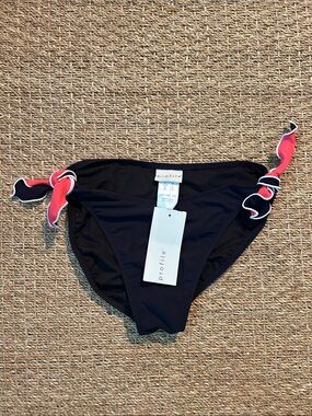 Profile Women’s Black Bikini Bottom with Pink Accent Side Ties
